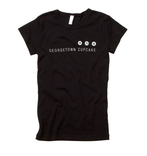 Black Georgetown Cupcake logo T-shirt (front view)