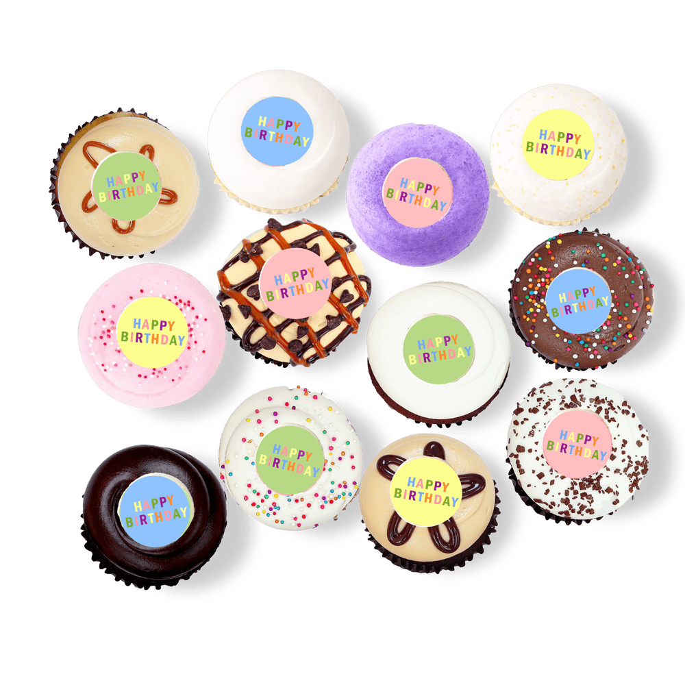 Cupcakes with “Happy Birthday” fondant toppers
