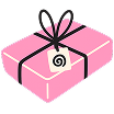 Illustration of a pink gift box with ribbon and gift tag