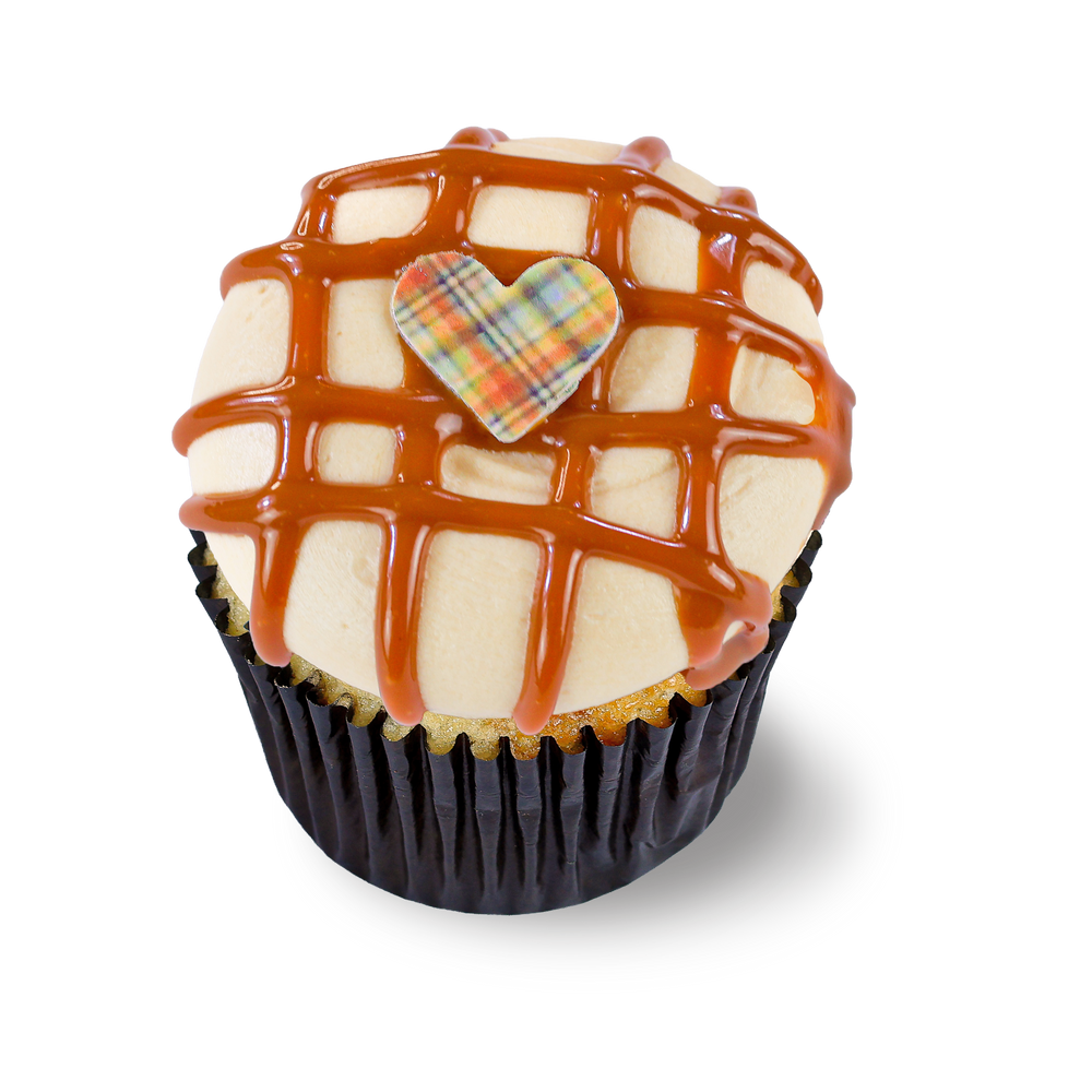 Caramel macchiato cupcake with coffee frosting and caramel drizzle