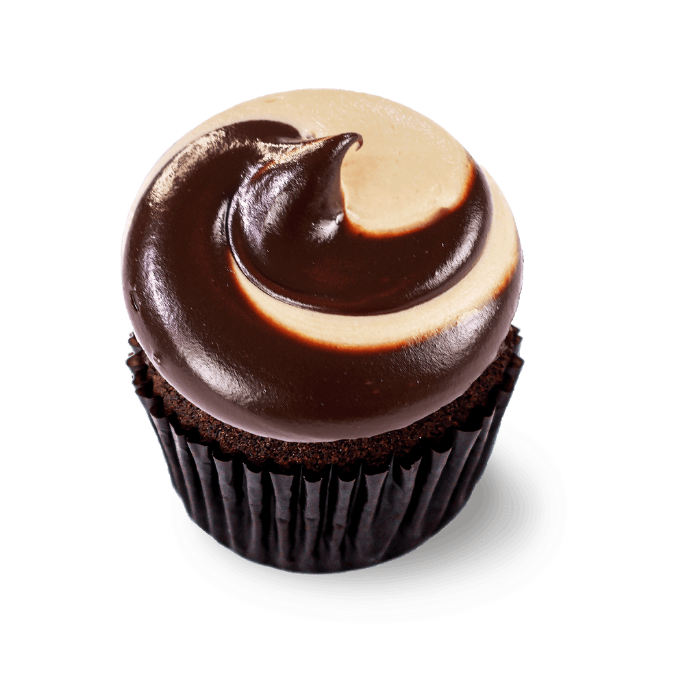 Chocolate cupcake with caramel ganache swirl