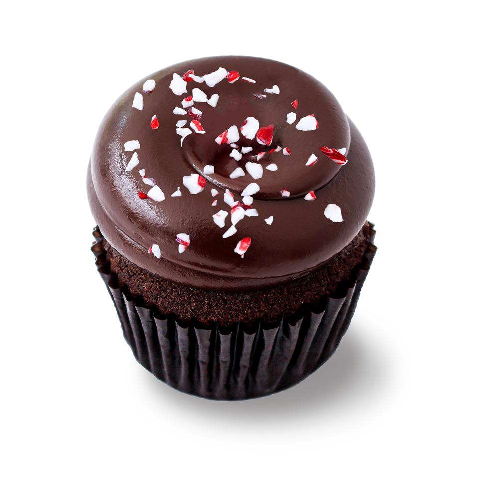 Chocolate cupcake with peppermint topping