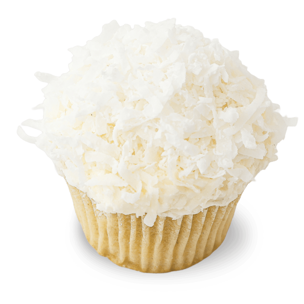 Vanilla coconut cupcake with shredded coconut topping