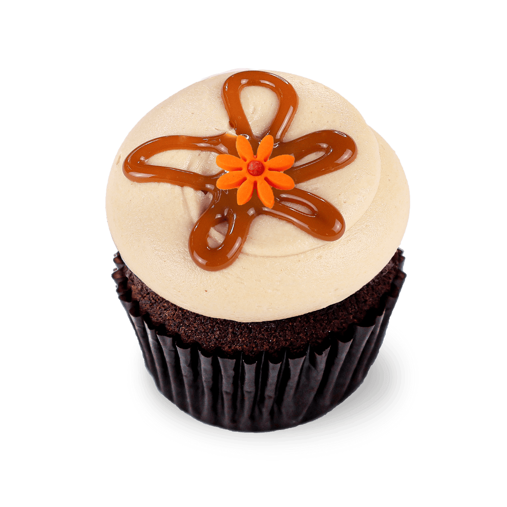 Gluten-free chocolate cupcake with caramel frosting