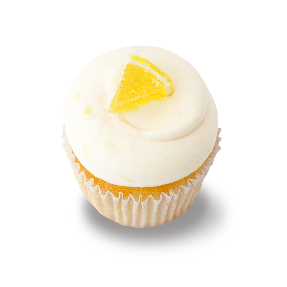 Lemon cupcake with lemon wedge