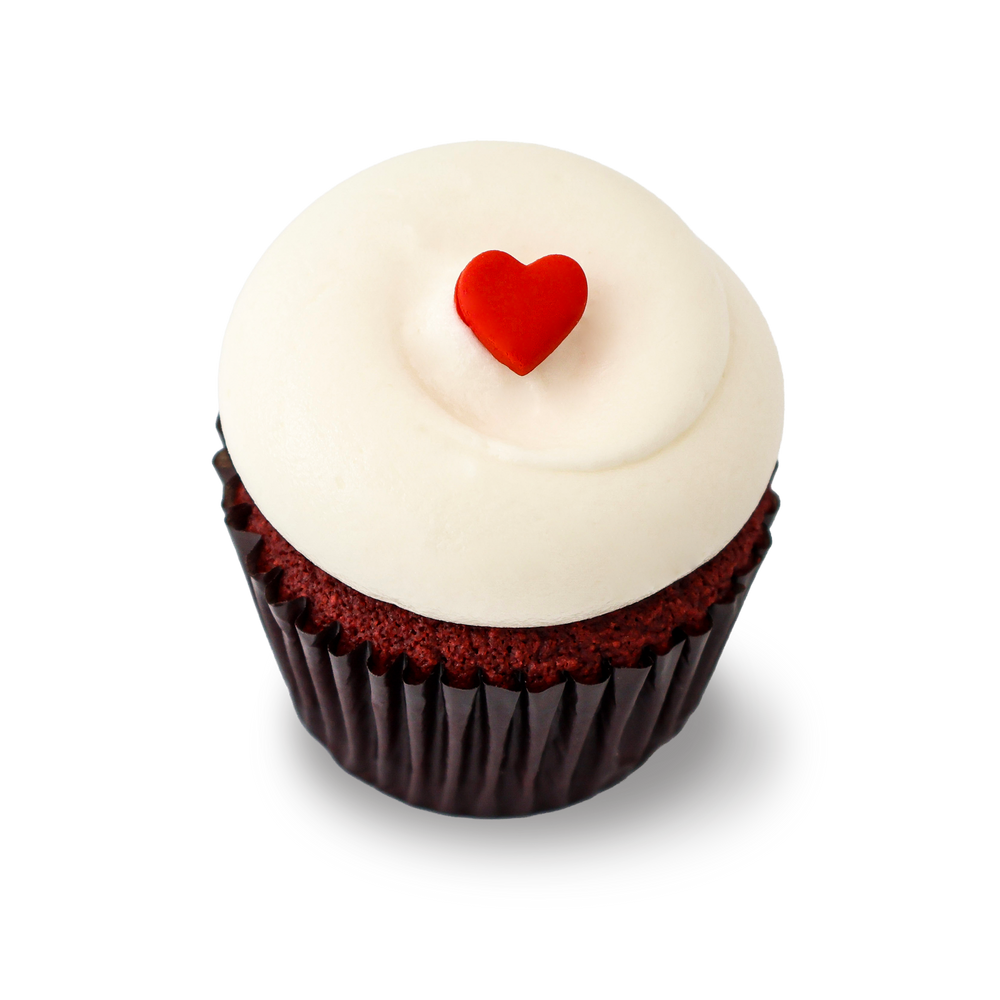 Red velvet cupcake with heart