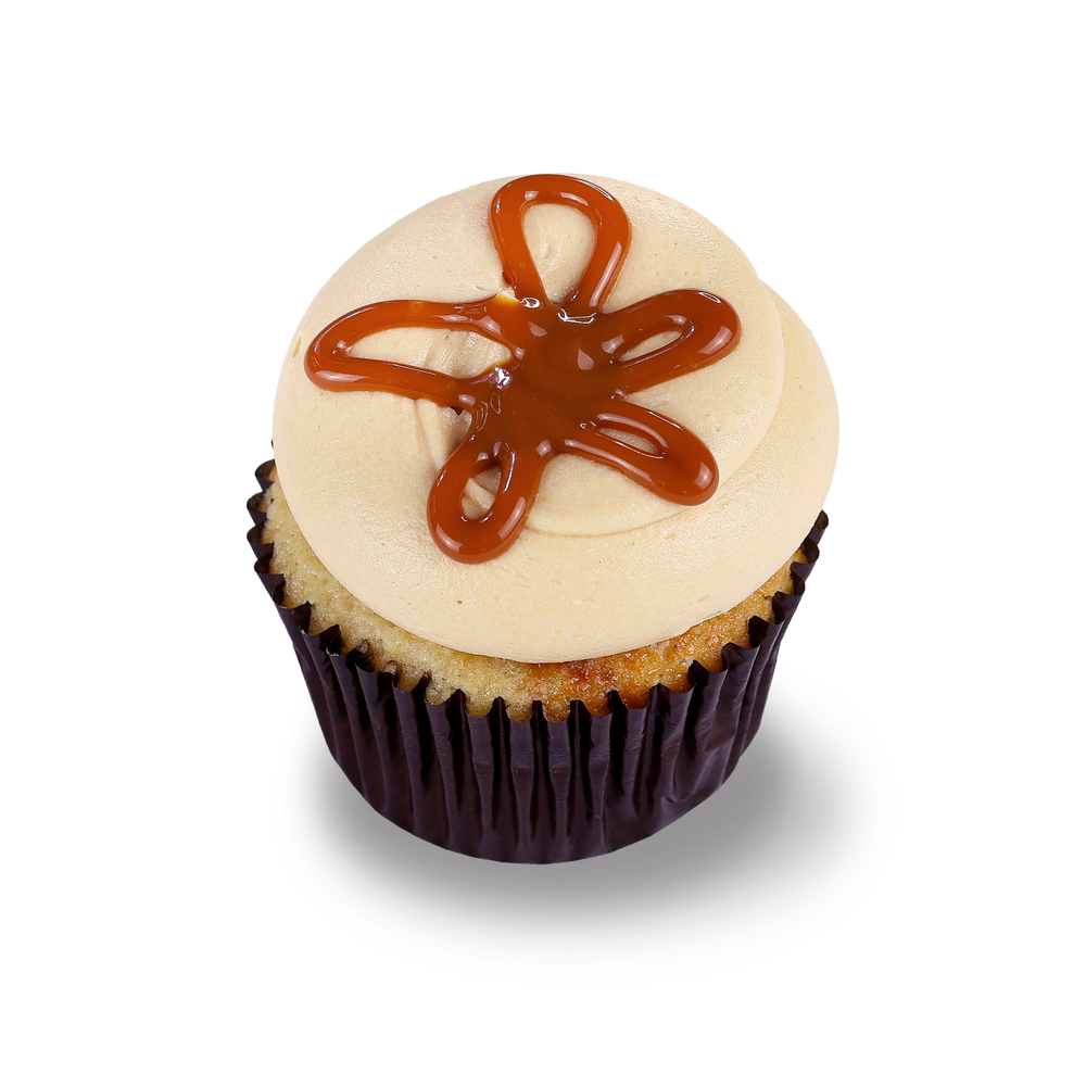Caramel cupcake with caramel drizzle