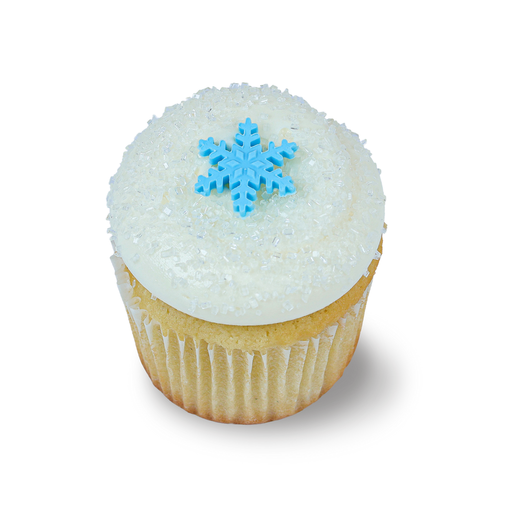 Vanilla cupcake with snowflake decoration