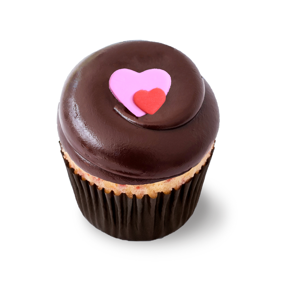 Cupcake with double heart decoration