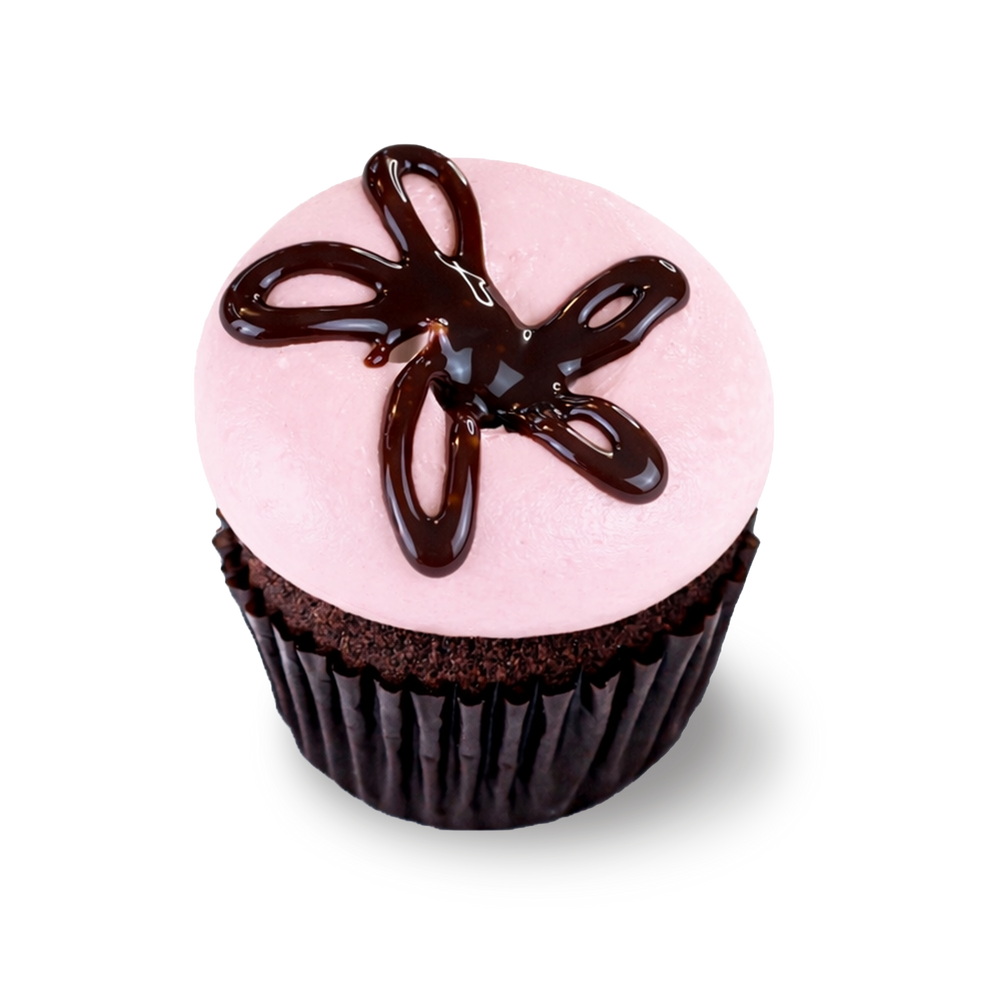 Chocolate cupcake with strawberry frosting