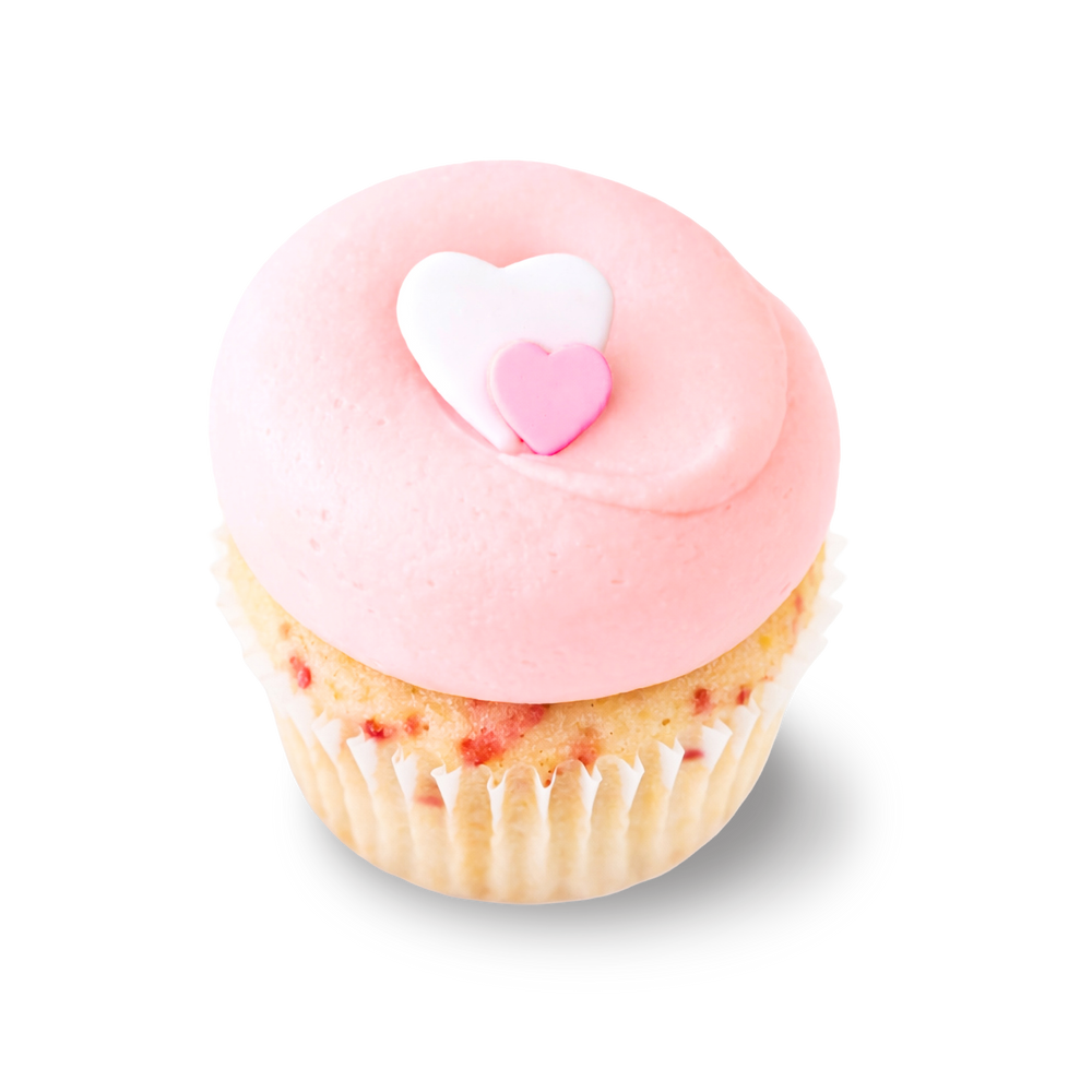 Strawberry cupcake with double heart