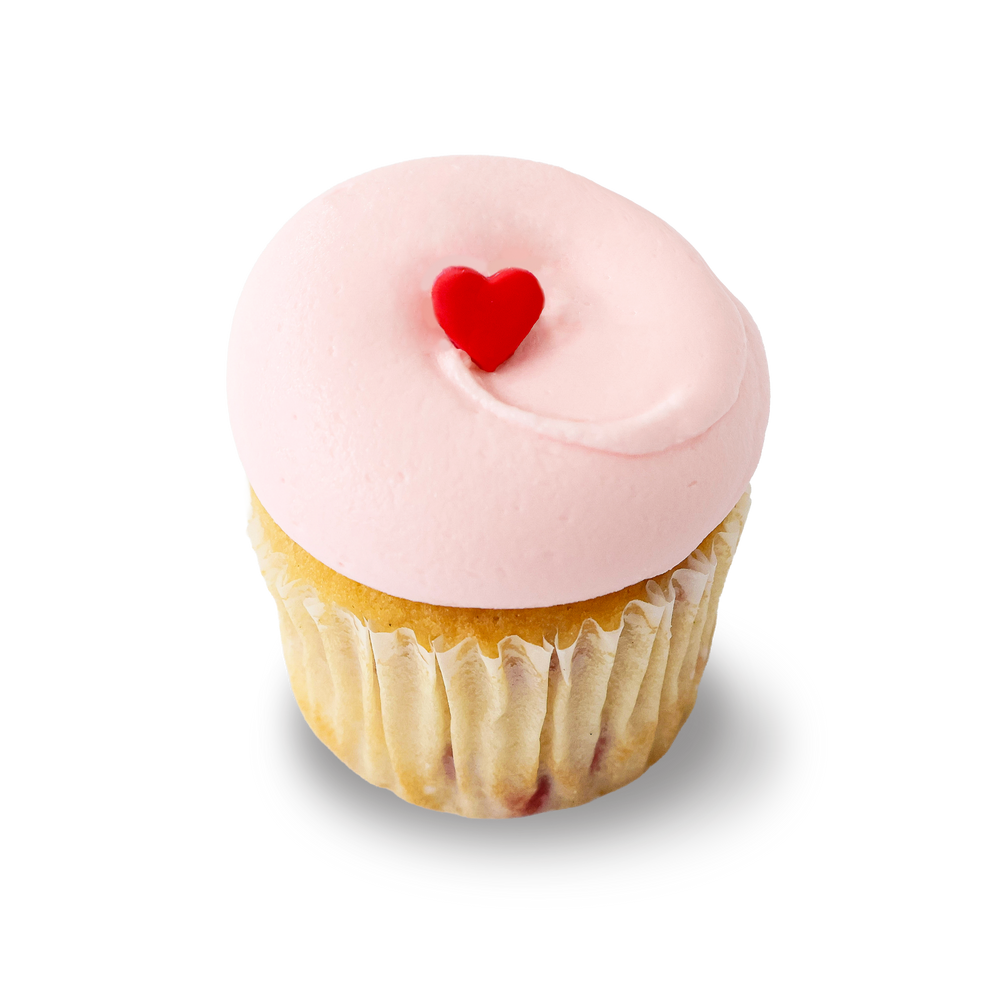Strawberry vanilla cupcake with heart