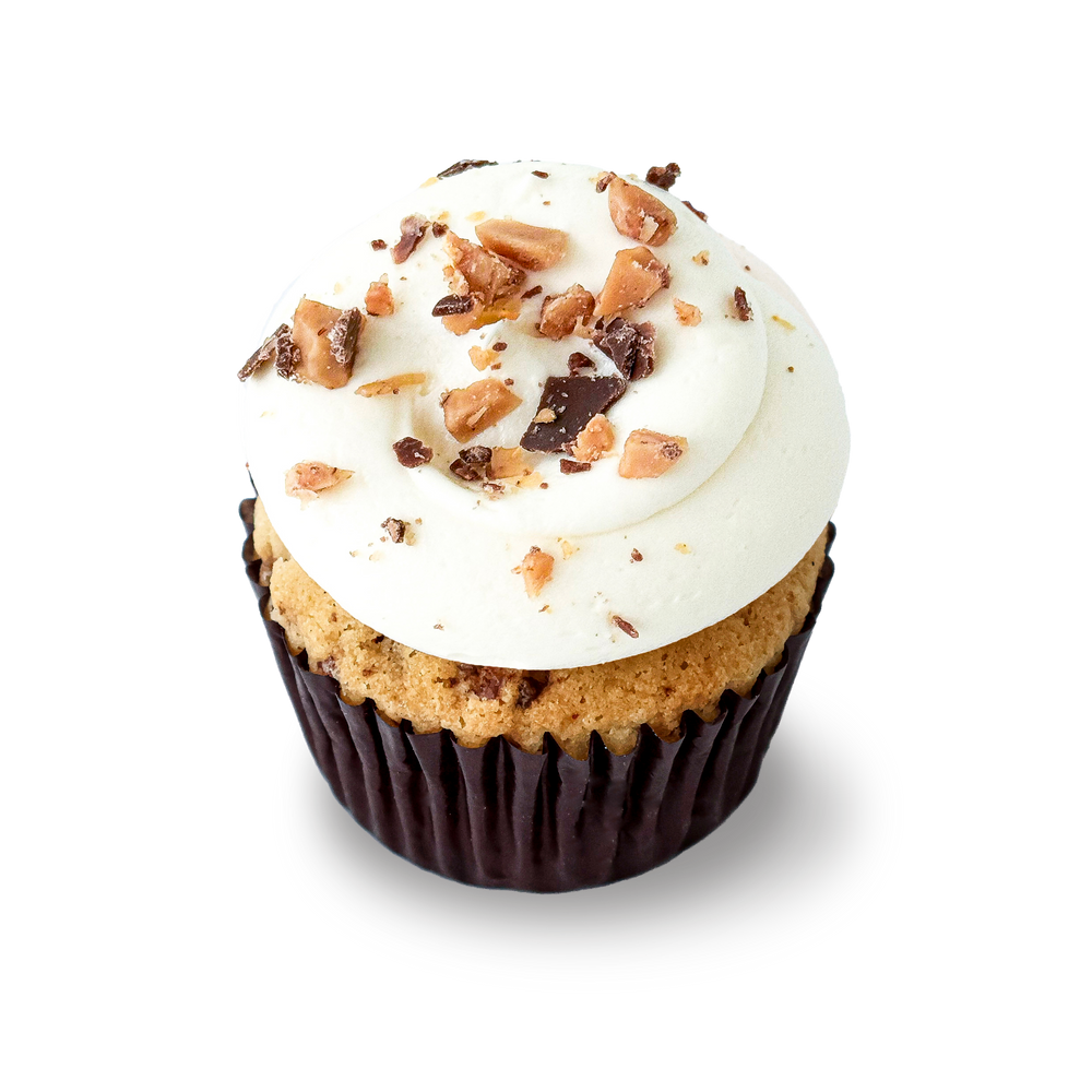 Toffee cupcake with crushed toffee