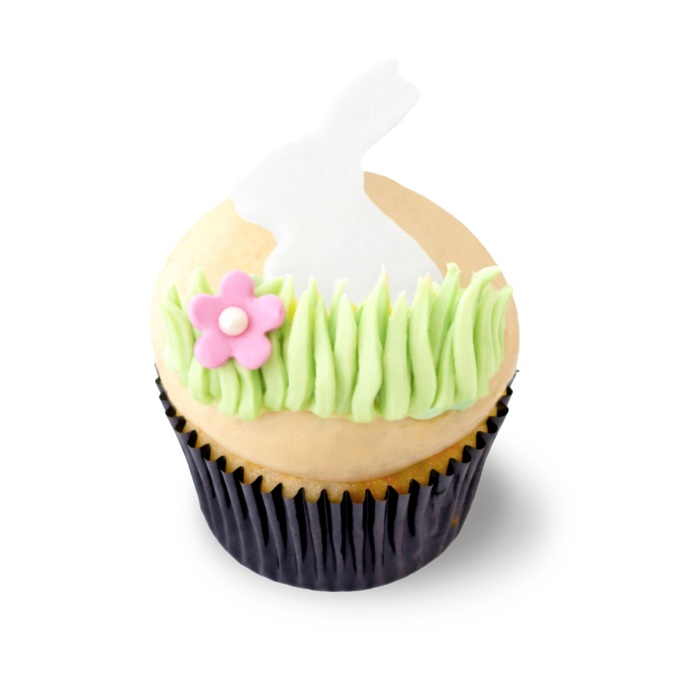 Butterscotch cupcake with bunny and grass frosting