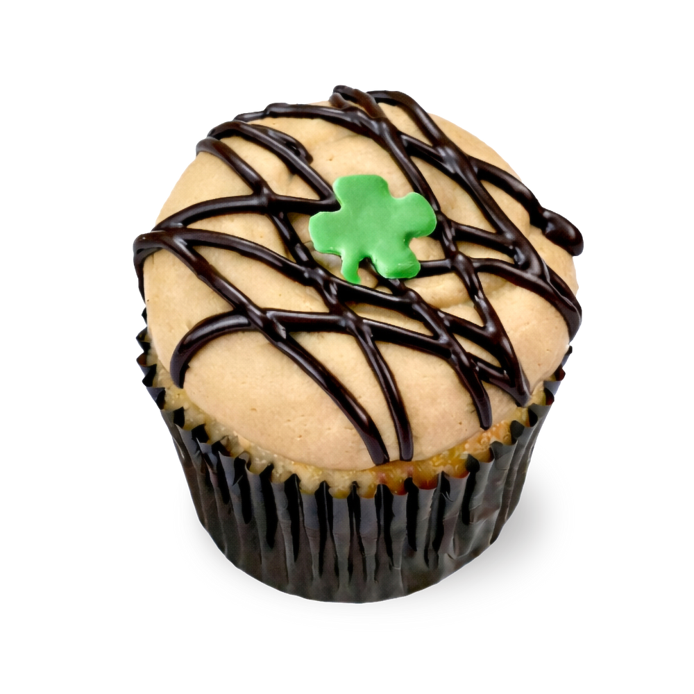 Coffee cupcake with shamrock decoration