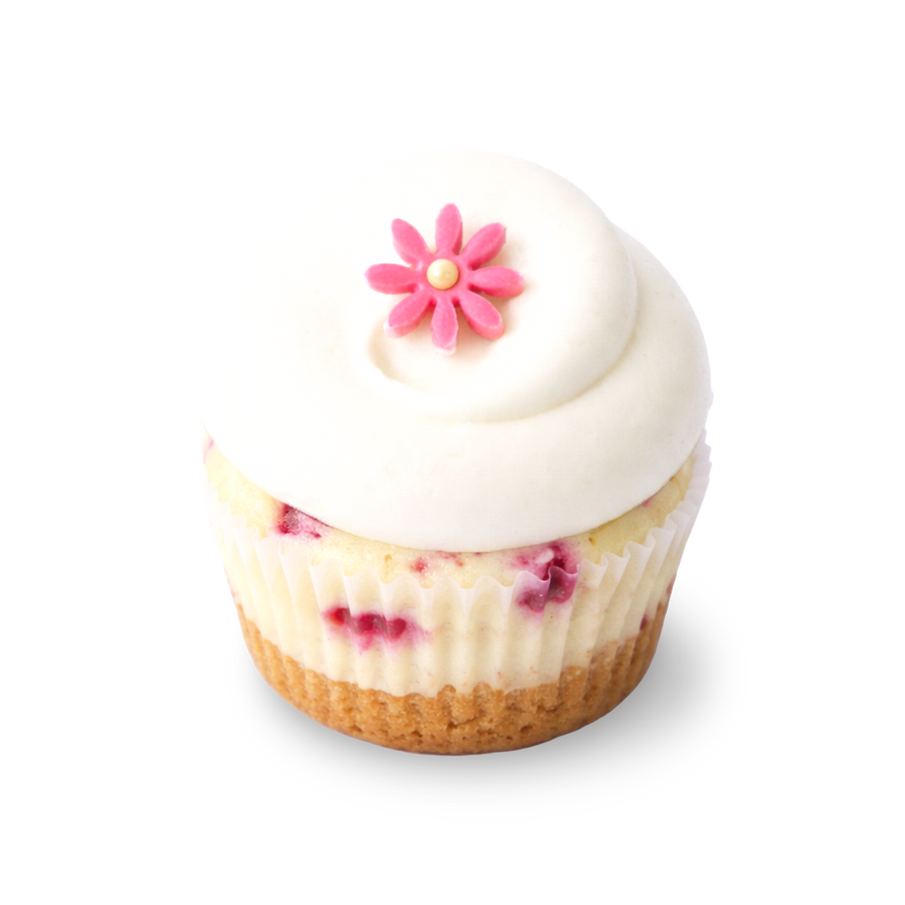Raspberry cheesecake cupcake with flower