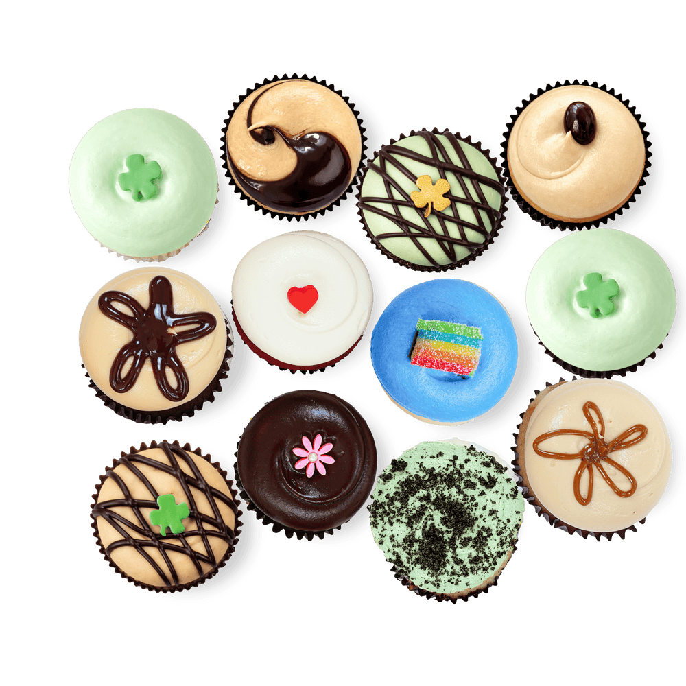 St. Patrick’s Day cupcakes with green frosting and shamrock decorations