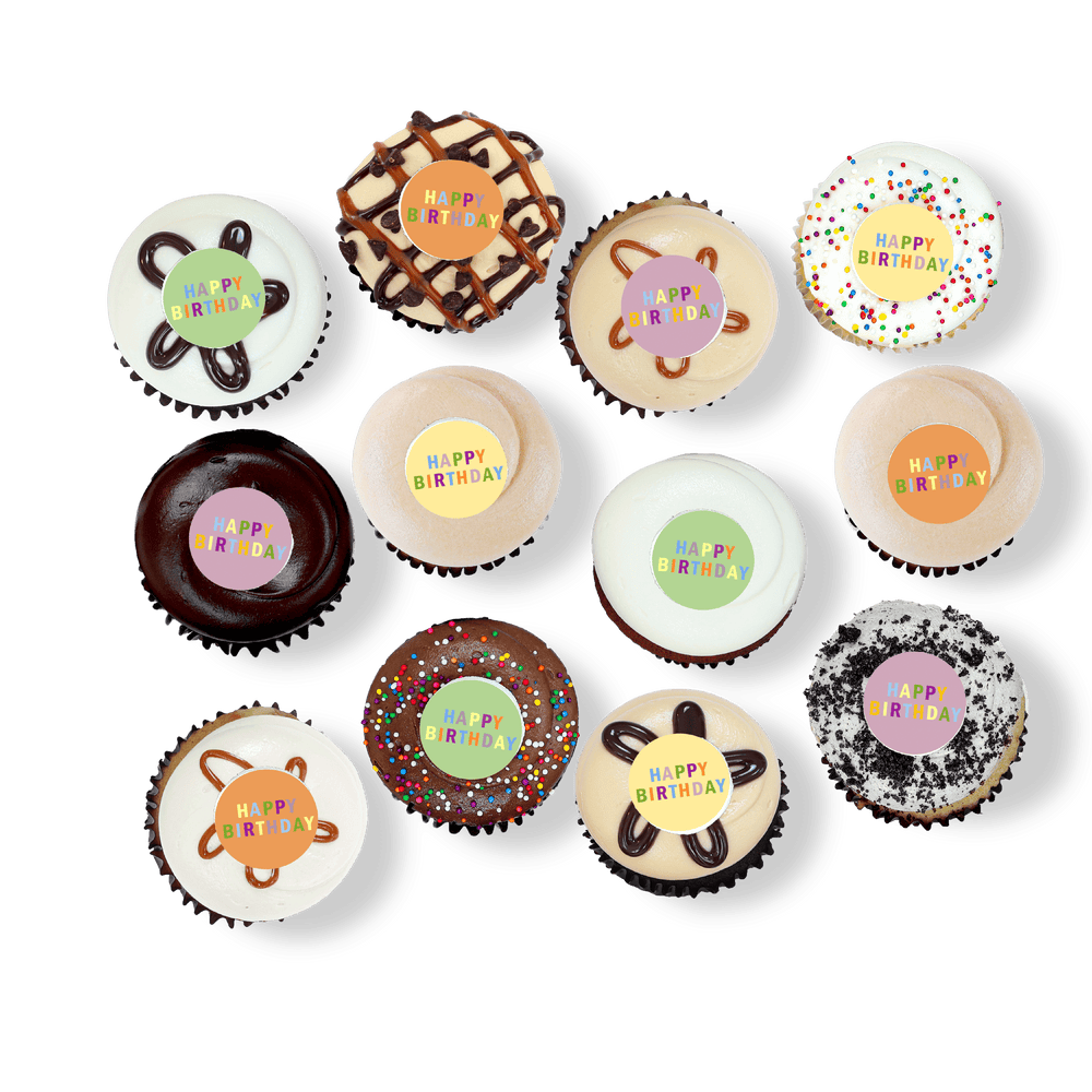 Cupcakes with “Happy Birthday” toppers