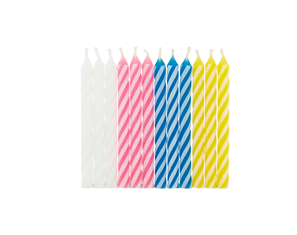 Set of 12 striped birthday candles