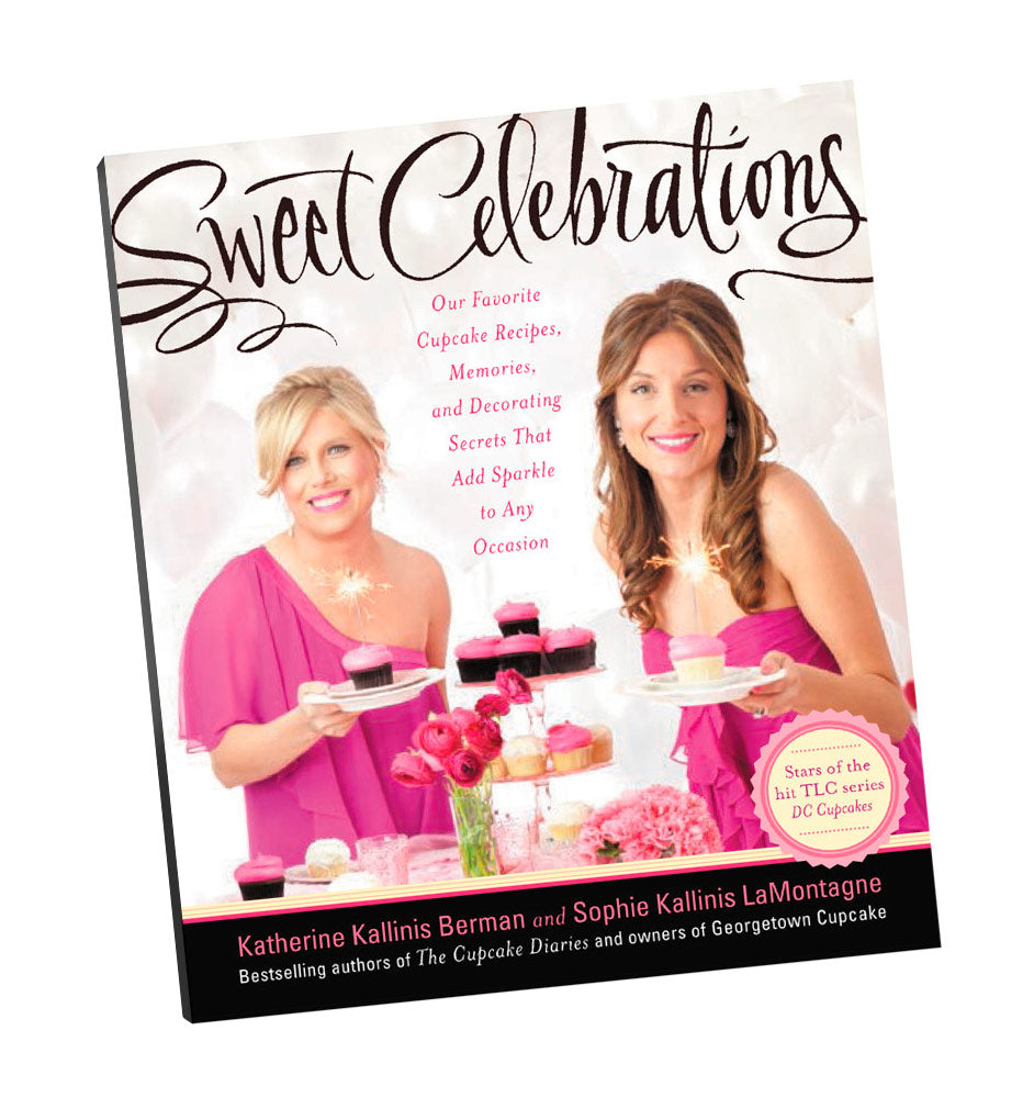 “Sweet Celebrations” cookbook with two women holding cupcakes