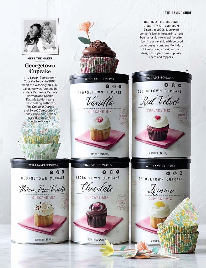 Assorted Georgetown Cupcake cupcake mix flavors packaged in tins